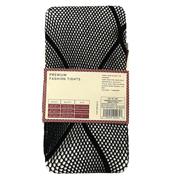 Merona Women's Black Fishnet Tights Stockings M/L Semi-Sheer 5.5"-5.8" 140-190lb - Picture 5 of 10